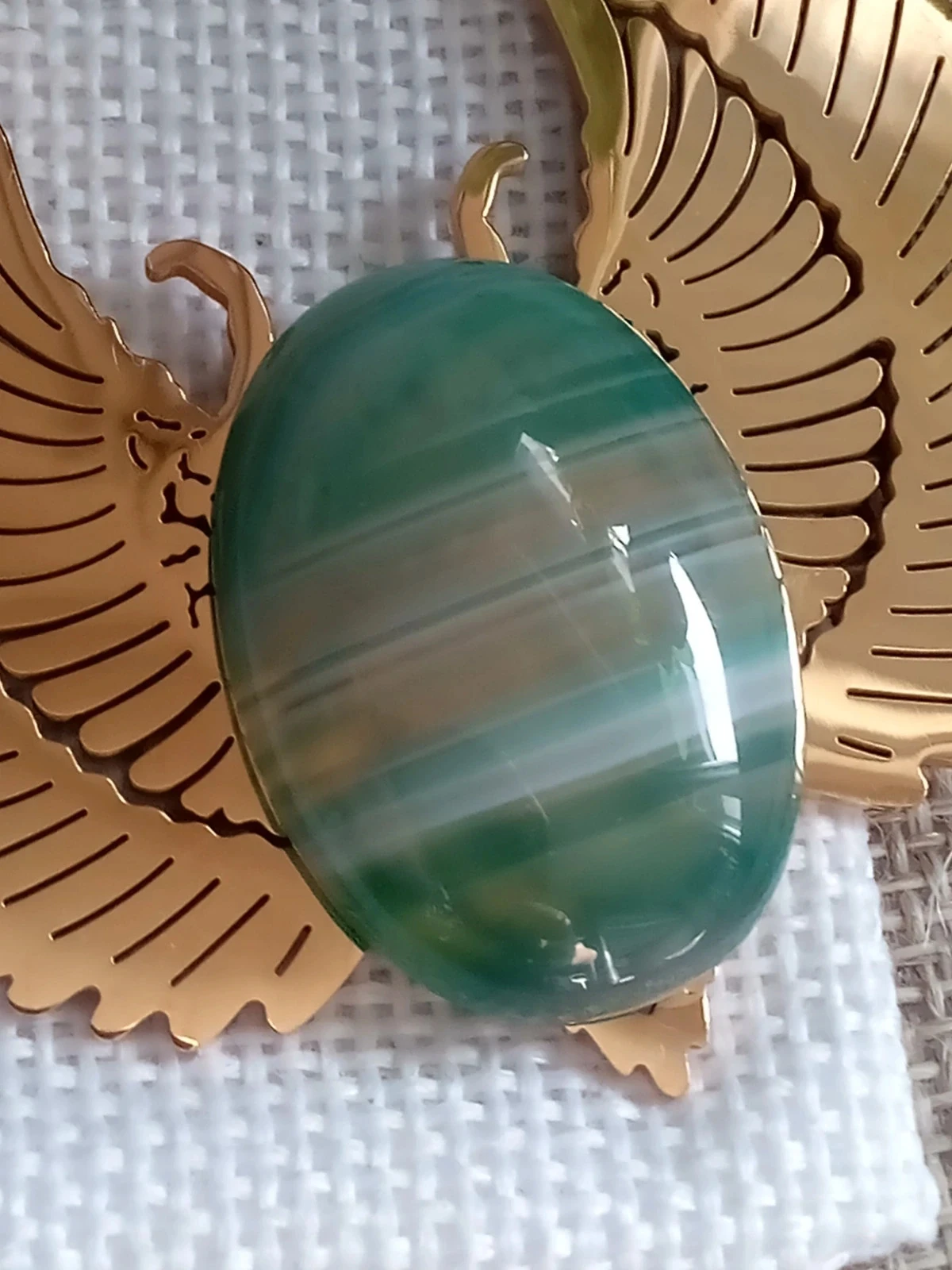 Collier grand scarabée ailé avec pierre d'agate verte naturelle – photo 5